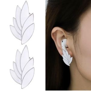 925 Silver Needle Leaf Wireless AirPods Earphone Earrings Anti-lost Earrings